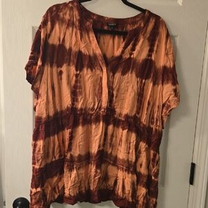 TORRID Women's Tie-Dye Blouse - Orange and Brown